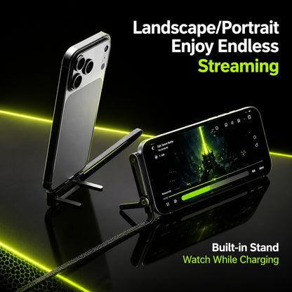 90° Flat Fast Charging USB-C Cable with Built-in Stand