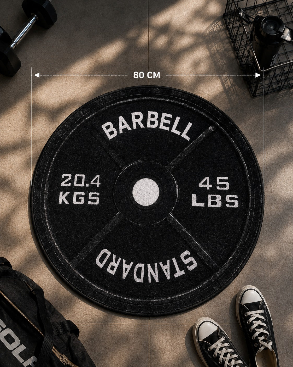 Gym Plate Rug | 45 LB Weight Plate Statement Rug