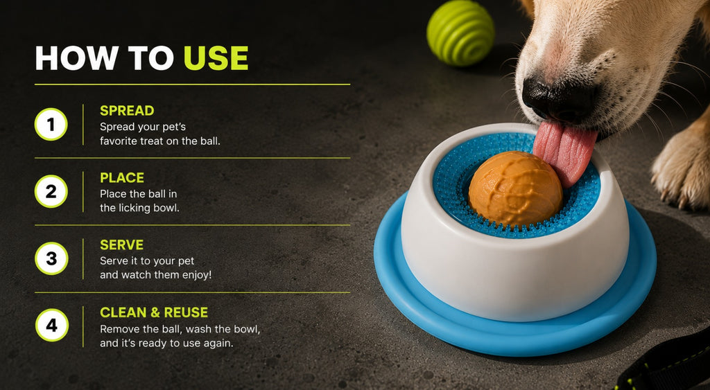Interactive Lick Bowl for Dogs & Cats | Slow Feeder Treat Toy