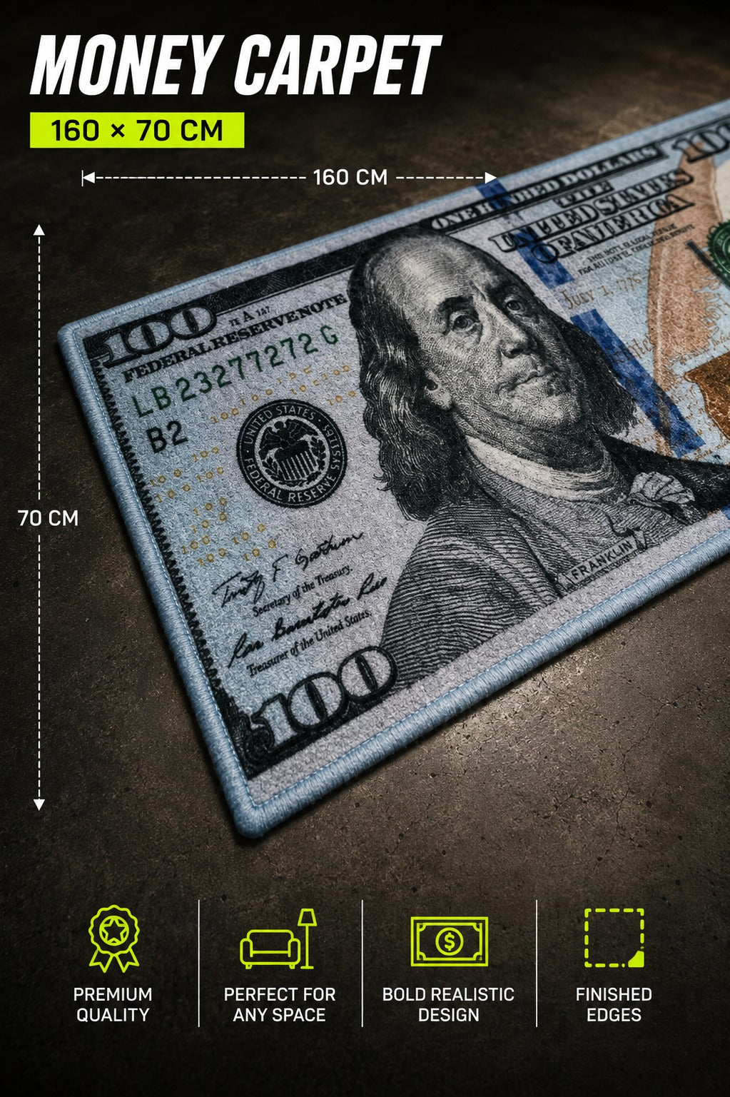 Money Rug | $100 Bill Statement Carpet